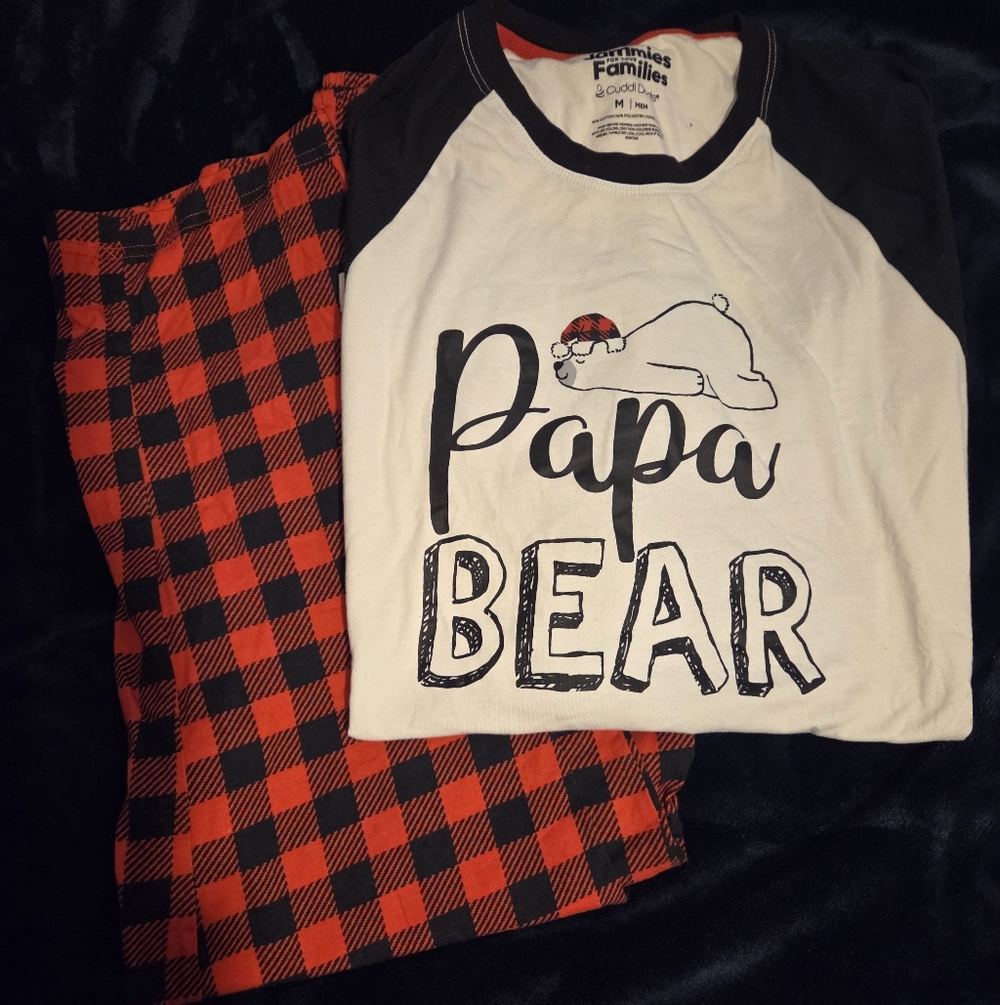 Cuddl Duds Mens 2pc Pajama Set - Black and Red Plaid